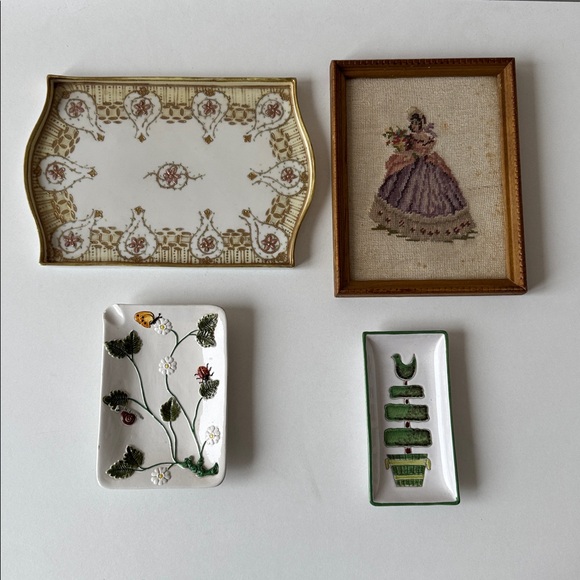 Other - Vintage bundle of Elegant Floral Ceramic Tray, dishes, vintage pictures